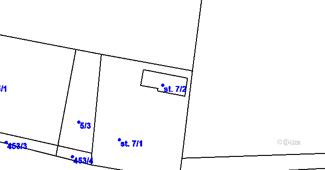Parcela st. 7/2 v KÚ Klecany, Katastrální mapa