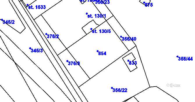 Parcela st. 854 v KÚ Klecany, Katastrální mapa