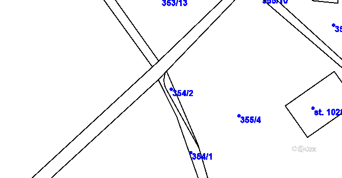 Parcela st. 354/2 v KÚ Klecany, Katastrální mapa