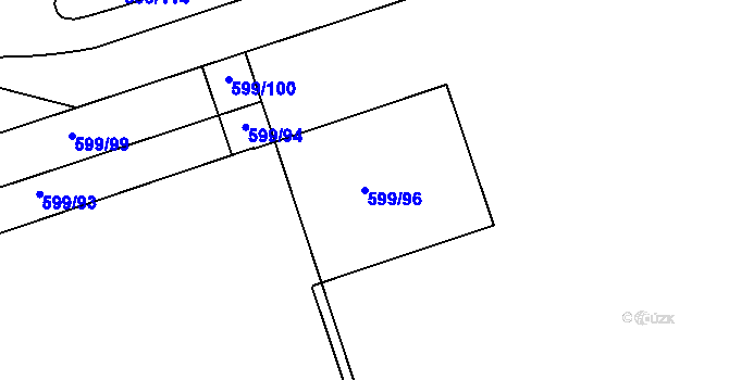 Parcela st. 599/96 v KÚ Klecany, Katastrální mapa