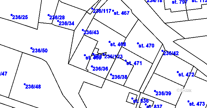 Parcela st. 236/123 v KÚ Klecany, Katastrální mapa