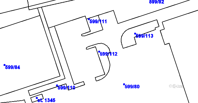 Parcela st. 599/112 v KÚ Klecany, Katastrální mapa