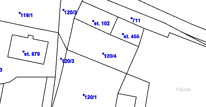 Parcela st. 120/4 v KÚ Klecany, Katastrální mapa