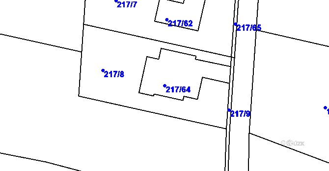 Parcela st. 217/64 v KÚ Klečůvka, Katastrální mapa