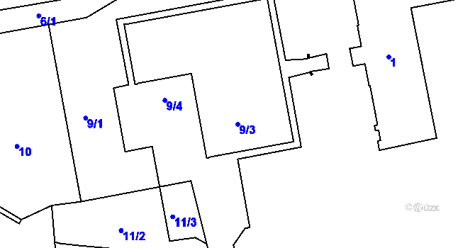 Parcela st. 9/3 v KÚ Klečůvka, Katastrální mapa