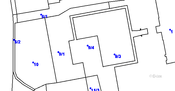 Parcela st. 9/4 v KÚ Klečůvka, Katastrální mapa