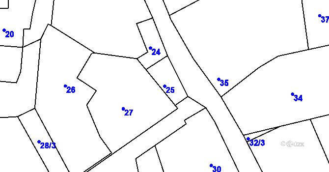 Parcela st. 25 v KÚ Klečůvka, Katastrální mapa