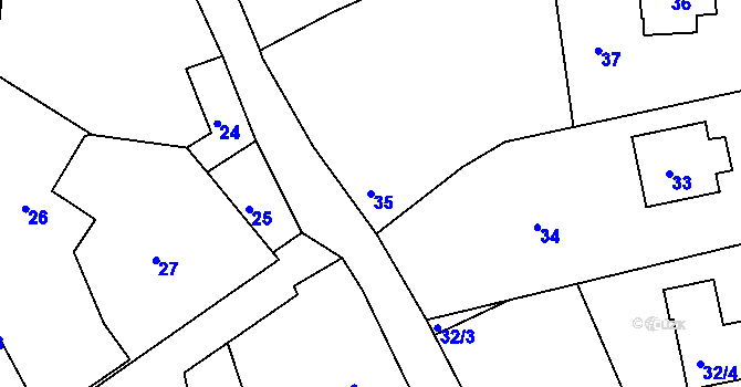 Parcela st. 35 v KÚ Klečůvka, Katastrální mapa