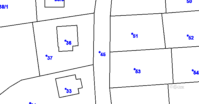 Parcela st. 45 v KÚ Klečůvka, Katastrální mapa