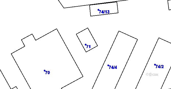 Parcela st. 71 v KÚ Klečůvka, Katastrální mapa