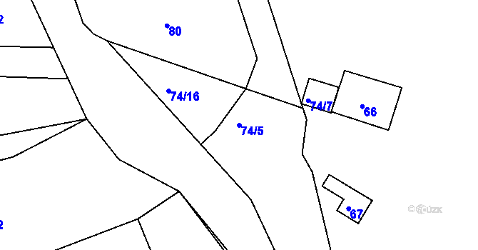 Parcela st. 74/5 v KÚ Klečůvka, Katastrální mapa