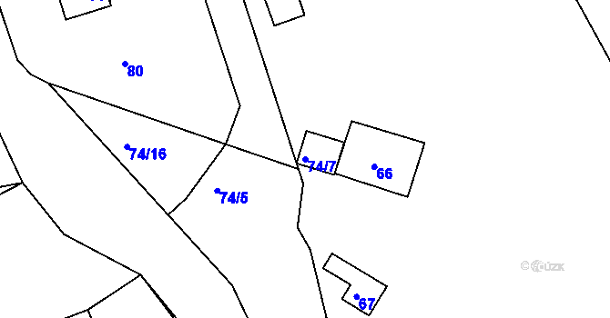 Parcela st. 74/7 v KÚ Klečůvka, Katastrální mapa