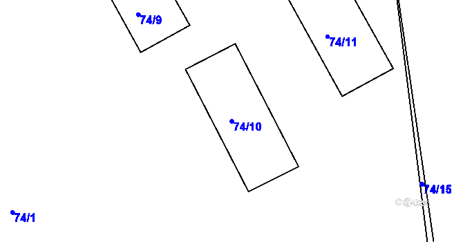 Parcela st. 74/10 v KÚ Klečůvka, Katastrální mapa