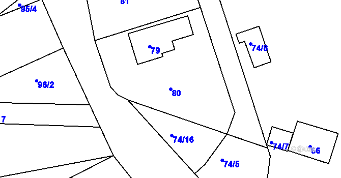 Parcela st. 80 v KÚ Klečůvka, Katastrální mapa