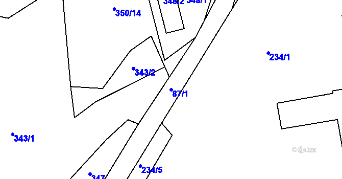 Parcela st. 87/1 v KÚ Klečůvka, Katastrální mapa