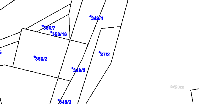 Parcela st. 87/2 v KÚ Klečůvka, Katastrální mapa