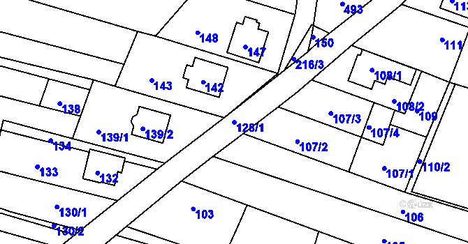 Parcela st. 128/1 v KÚ Klečůvka, Katastrální mapa