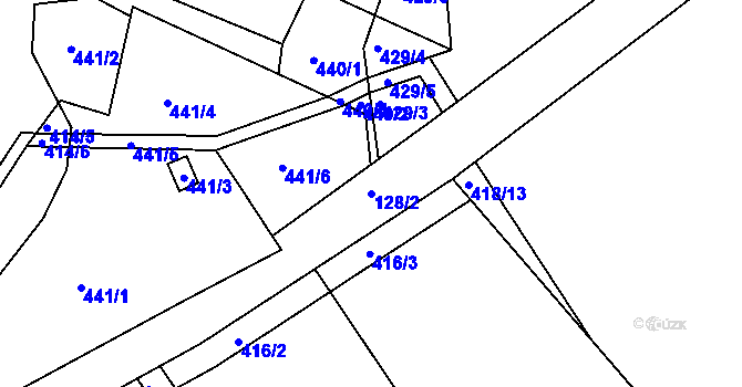 Parcela st. 128/2 v KÚ Klečůvka, Katastrální mapa