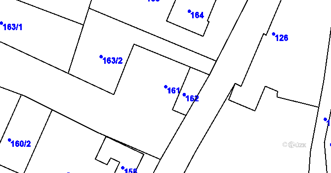 Parcela st. 161 v KÚ Klečůvka, Katastrální mapa