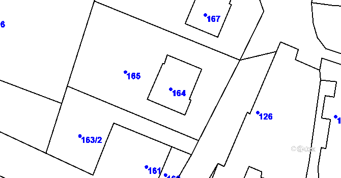 Parcela st. 164 v KÚ Klečůvka, Katastrální mapa