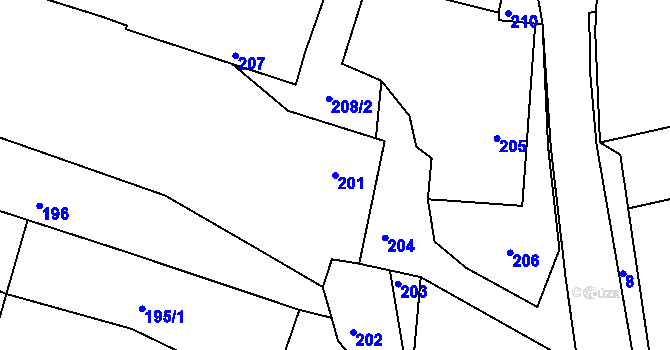 Parcela st. 201 v KÚ Klečůvka, Katastrální mapa