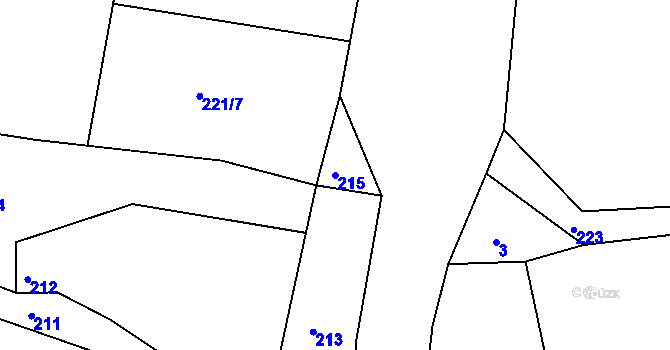 Parcela st. 215 v KÚ Klečůvka, Katastrální mapa
