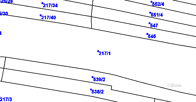 Parcela st. 217/1 v KÚ Klečůvka, Katastrální mapa