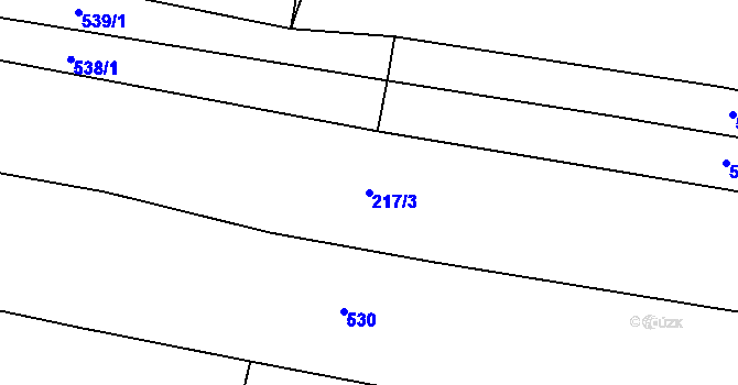 Parcela st. 217/3 v KÚ Klečůvka, Katastrální mapa