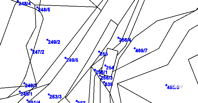 Parcela st. 255 v KÚ Klečůvka, Katastrální mapa