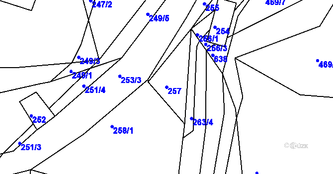 Parcela st. 257 v KÚ Klečůvka, Katastrální mapa