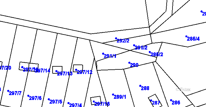 Parcela st. 291/1 v KÚ Klečůvka, Katastrální mapa