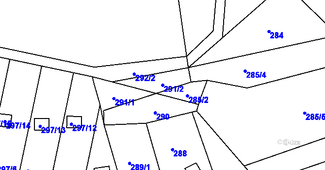 Parcela st. 291/2 v KÚ Klečůvka, Katastrální mapa