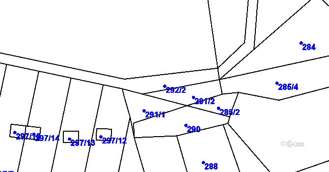 Parcela st. 292/2 v KÚ Klečůvka, Katastrální mapa