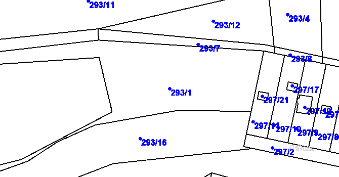 Parcela st. 293/1 v KÚ Klečůvka, Katastrální mapa