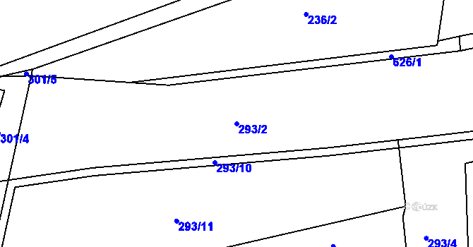Parcela st. 293/2 v KÚ Klečůvka, Katastrální mapa