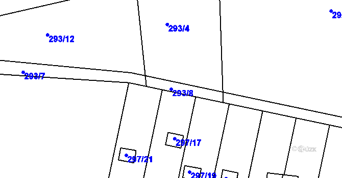 Parcela st. 293/8 v KÚ Klečůvka, Katastrální mapa