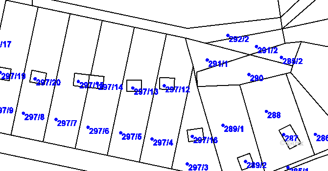 Parcela st. 297/12 v KÚ Klečůvka, Katastrální mapa