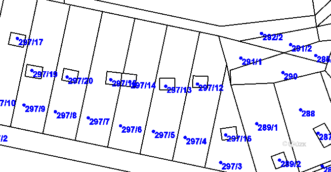 Parcela st. 297/13 v KÚ Klečůvka, Katastrální mapa