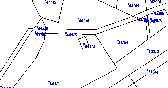 Parcela st. 441/3 v KÚ Klečůvka, Katastrální mapa