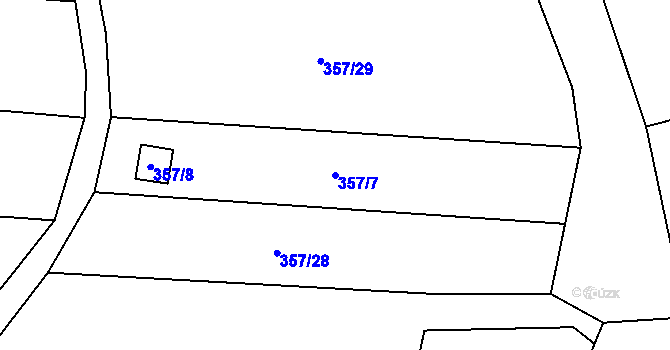 Parcela st. 357/7 v KÚ Klečůvka, Katastrální mapa