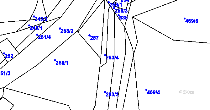 Parcela st. 263/4 v KÚ Klečůvka, Katastrální mapa