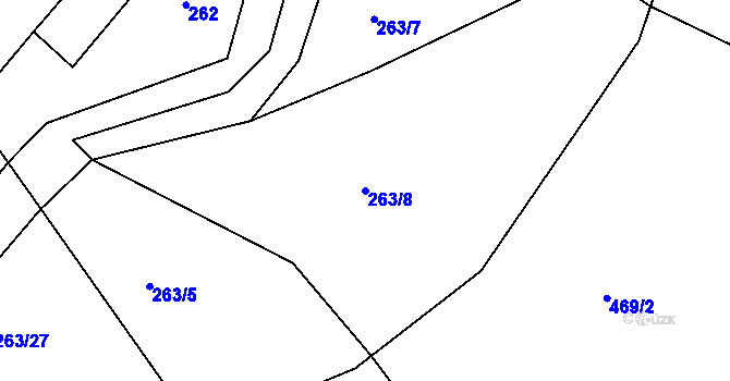 Parcela st. 263/8 v KÚ Klečůvka, Katastrální mapa