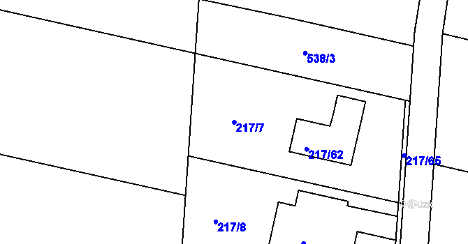 Parcela st. 217/7 v KÚ Klečůvka, Katastrální mapa