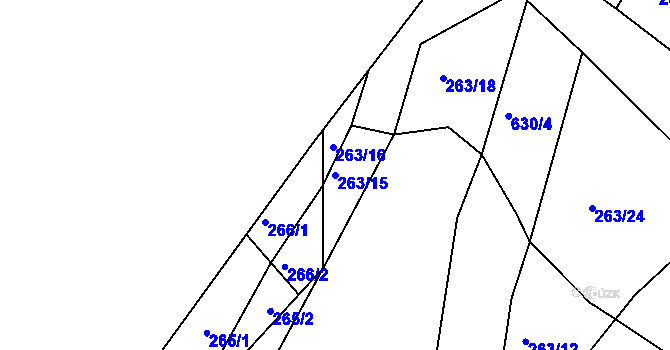 Parcela st. 263/15 v KÚ Klečůvka, Katastrální mapa
