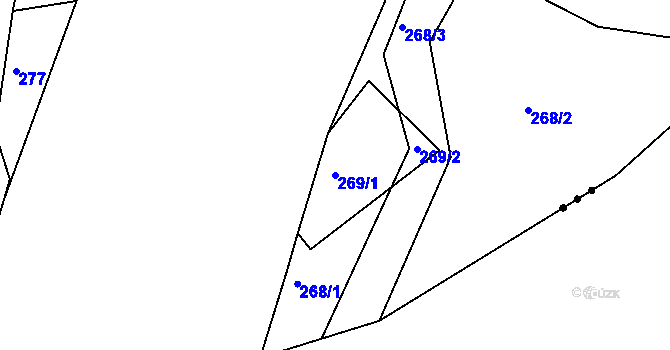 Parcela st. 269/1 v KÚ Klečůvka, Katastrální mapa