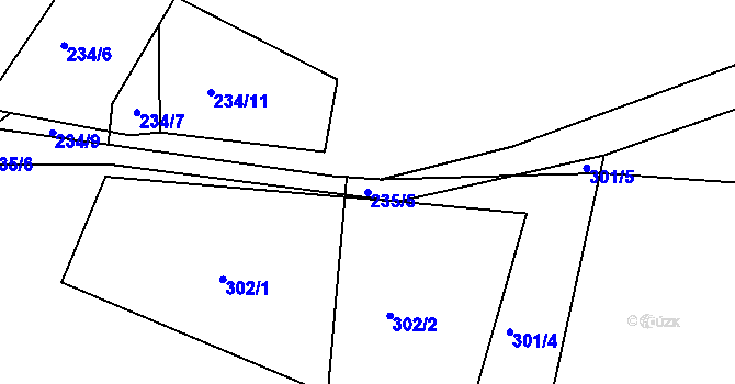Parcela st. 235/5 v KÚ Klečůvka, Katastrální mapa