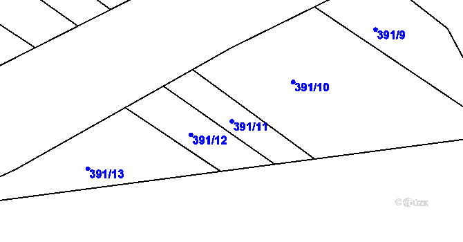 Parcela st. 391/11 v KÚ Klečůvka, Katastrální mapa