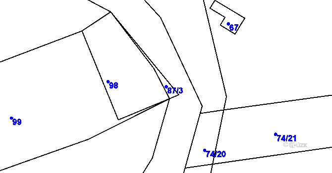 Parcela st. 87/3 v KÚ Klečůvka, Katastrální mapa