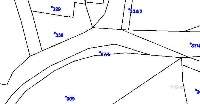 Parcela st. 87/5 v KÚ Klečůvka, Katastrální mapa