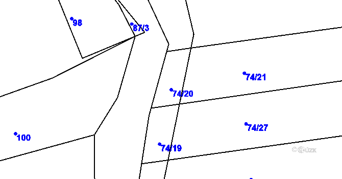 Parcela st. 74/20 v KÚ Klečůvka, Katastrální mapa